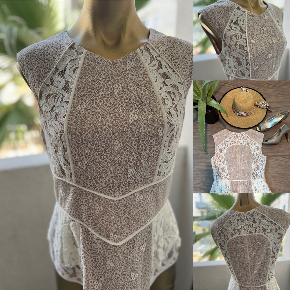 BCBGMaxazria Lace Peplum Top Small